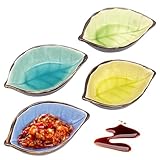 MEIYAXINWIN 4 Stk Keramik Dip Schälchen in Blattform, 7x10cm Klein Schalen...