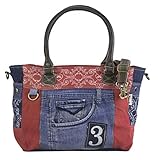 Sunsa Damen Handtasche Umhängetasche, Tasche aus Jeans/Canvas & Leder. Große...