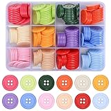 180 Stück Bunte Knöpfe Bunt Buttons, 20mm 4 Löcher Knöpfe zum Basteln, Runde...
