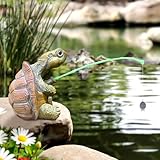 Pipihome Miniteich Deko Angeln Figur aus Harz, Gartenteich Figuren, Teichdeko...