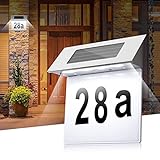 Hausnummer Solar Beleuchtet, Edelstahl 4-led Hausnummernschild mit 3d Effekt,...