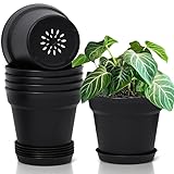 T4U 16cm Kunststoff Blumentopf mit Untersetzer, 6er-Set Plastik Übertopf...