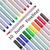 Fineliner Set 10er - bunt, 10 verschieden Farben - im Aufbewahrungsetui - für...