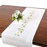 Stickpackung Margeriten, Tischläufer Set vorgezeichnet zum Sticken, Sommer...