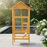 Mucola Vogelvoliere Holz großer Vogelkäfig mit 2 Türen Vogelhaus mit...