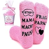 Zemolo Lustige Socken Geschenke für Frauen Damen 39-42 Kuschelsocken MAMA MACHT...