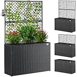 Casaria® Blumenkasten Rankgitter 3 Innentöpfe Polyrattangeflecht Rankhilfe...