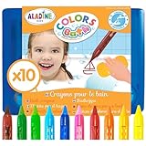 Aladine 3042032-10 Malstifte für die Badewanne, abwaschbare Bademalstifte für...