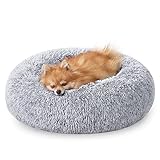 Feandrea Hundebett flauschig, Katzenbett, Donut Kissen, waschbar, Polsterung in...