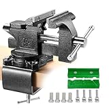 diceevil Schraubstock, Tischschraubstock drehbar 360°,2 in 1 Mehrzweck...