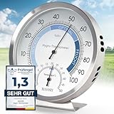 MAVORI® 2in1 Hygrometer innen analog und Thermometer analog innen aus Edelstahl...