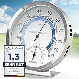 MAVORI® 2in1 Hygrometer Innen Analog & Thermometer aus Edelstahl | Hygrometer...