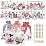 24 Stück Adventskalender zum Befüllen Groß Säckchen, 2025 Befüllbarer...