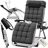 ELONEO Liegestuhl klappbar inkl. Premium Polster, Sonnenliege wetterfest mit 200...