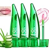 Mrettick 3pcs Aloe Vera Lipgloss, lang anhaltender nahrhafter Lippenbalsam Feuchtigkeitsspendendes Aloe Vera Lippenöl, farbwechselnder Lippenstift getöntes Lippenbalsam-Set Lip Balm Set