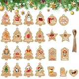 CUVZORA Weihnachten Kraftpapier Etiketten, 48 Stück Weihnachten Anhänger...