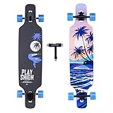 PLAYSHION Longboard 39 Zoll, mit ABEC-9 Kugellagern, Drop-Through Freeride...