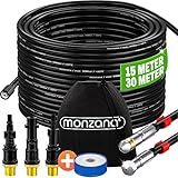 MONZANA® Rohrreinigungsschlauch Premium Set 15m 200bar inkl. 3 Adapter 2 Düsen...