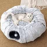FURRYPAWS Katzentunnel XXL 3-in-1 für Katzen – 160cm Tunnel & Katzenbett,...