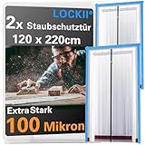 LOCKII® 2x Staubschutztür mit Reißverschluss 1,20 x 2,20 m | Extra Stark 100...