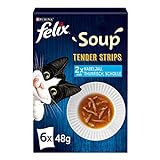 FELIX Soup Tender Strips, Suppe für Katzen, Geschmacksvielfalt aus dem Wasser,...
