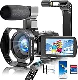 Videokamera 4K 60FPS WiFi Camcorder HD 48MP Webcam IR Nachtsicht Vlogging Kamera...
