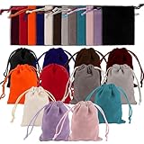 24 Stück Samtsäckchen Klein, 7x9cm Stoffbeutel mit Kordelzug, Bunte Säckchen...