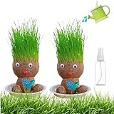 2 Stück Graskopf, Blumentopf Kopf, Hohe Optik Und Multifunktional Rasenpuppen,...