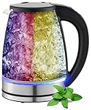 Glas Wasserkocher 1,8 Liter | 2200 Watt | Edelstahl mit Temperaturwahl |...