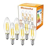 Wenscha E14 Kerze C35 LED Lampe, 6er 4W E14 Glühbirne Warmweiß 2700K 450Lumen...