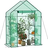 AMHANCIBLE Gewächshaus, Foliengewächshaus mit 3 Regale, Tomatengewächshaus,...