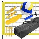 Outdoor Volleyballnetz Set, Höhenverstellbar Tragbarer Beachvolleyball-Netz mit...