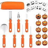 OSDUE Halloween Kürbis Schnitzset, 7 Stück Kürbis Schnitzmesser Set DIY...