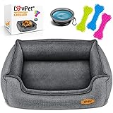 Lovpet® Hundebett Hundekissen Hundekorb Chiller, Inkl. Napf + 3X Kauknochen,...