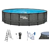 Summer Waves Frame Pool Komplettset | Rund 549x132 cm Rattan Optik Grau |...