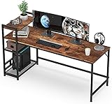 HOMIDEC Schreibtisch, Computertisch mit Bücherregal,...