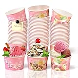 Miaherry Eisbecher aus Papier Mit 50 Stück Löffel 7oz/200ml, papier...