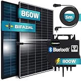 SUNNIVA® Balkonkraftwerk BIFAZIALE 860/800W Solaranlage mit 800W Growatt Micro...