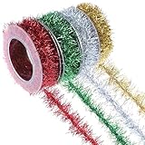 Lametta Girlande Weihnachten, 4 Farben Xmas Glitzernder Draht-Hängende...