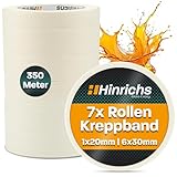 Hinrichs Kreppband 7x - Abklebeband 6 Rollen 50m x 30mm + 1 Rolle 50m x 20mm -...