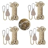 4 Stück Abspannseile mit Seilspanner, Seilratsche Mit Haken 4m, 4mm...