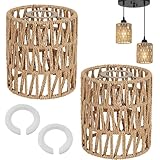 Lampenschirm Boho 2 Stücke Rattan Lampenschirm Korbgeflecht (H 15cm)...