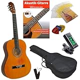 MSA 4/4 KONZERTGITARRE STARTER SET (GITARRE NATUR - TASCHE - BAND - SAITEN -...