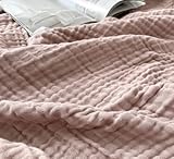 DerF HOME Kuschelige Muslin Decke Pink 150×200 cm – zarte Pastelltöne,...