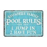 HONGXIN Pool Rules Retro Eisen Malerei Blechschild Wandschilder Warnschild...