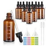 12 Stück Pipettenflasche 50ml: Braunglasflasche Anti-UV,Apothekerflasche mit 2...