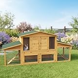 Mucola XXL Hasenstall Holz für draußen – Winterfest, mit Freilaufgehege,...