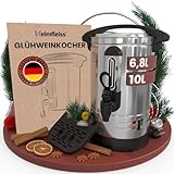 Heimfleiss® Glühweinkocher 6,8L aus Edelstahl | 1500W Einkochautomat für...