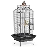 Yaheetech Vogelvoliere Vogelkäfig groß, Papageienkäfig mit 2 Holzstangen und...