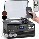Auna Plattenspieler für Schallplatten, Plattenspieler mit Lautsprecher,...